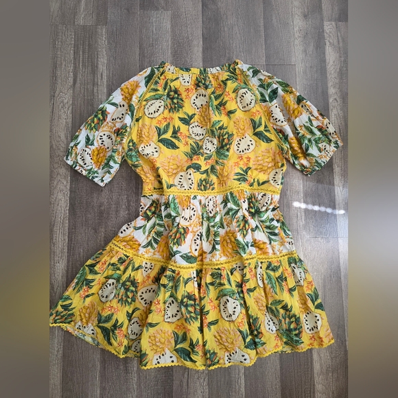 FARM RIO BIRIBA TROPICAL FRUIT 2023 Puff Sleeve Mini Dress Boho Revolve Designer - Picture 14 of 16